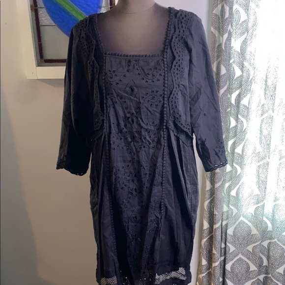 Sundance Black Embroidered Dress with slip lining - Picture 1 of 7